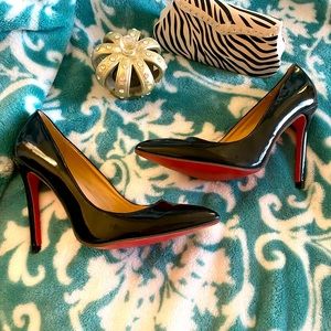 Red Bottom Black Patent Stilettos